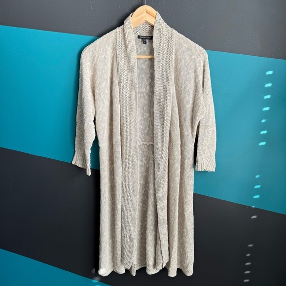 Eileen Fisher Black and Cream Textured Knit Top Linen/Cotton blend Large - Picture 4 of 10